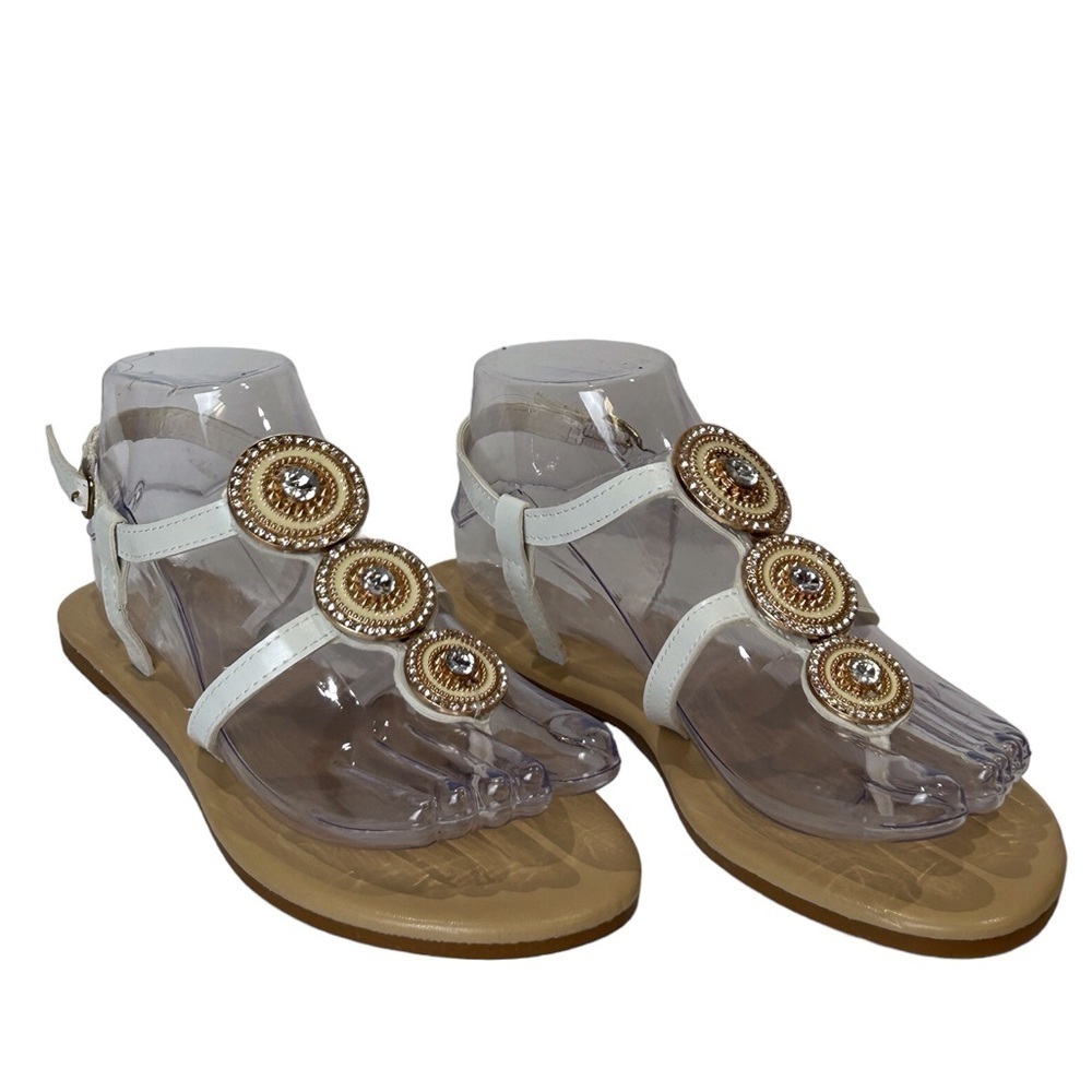 Mixit MX Sandal Foula Women’s White/Gold Beaded Strappy Sandal Size-6 NWOT